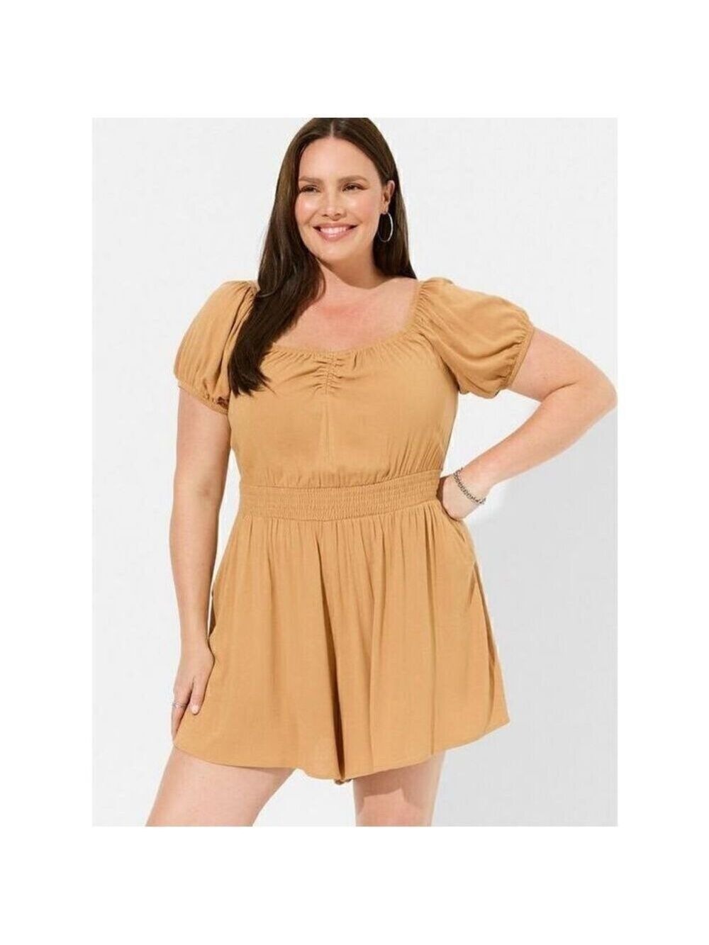 Torrid Rayon Slub Smocked Waist Romper (Sz 4)